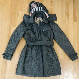NWT Mink Grey Baughton Diamond Quilted With Hood